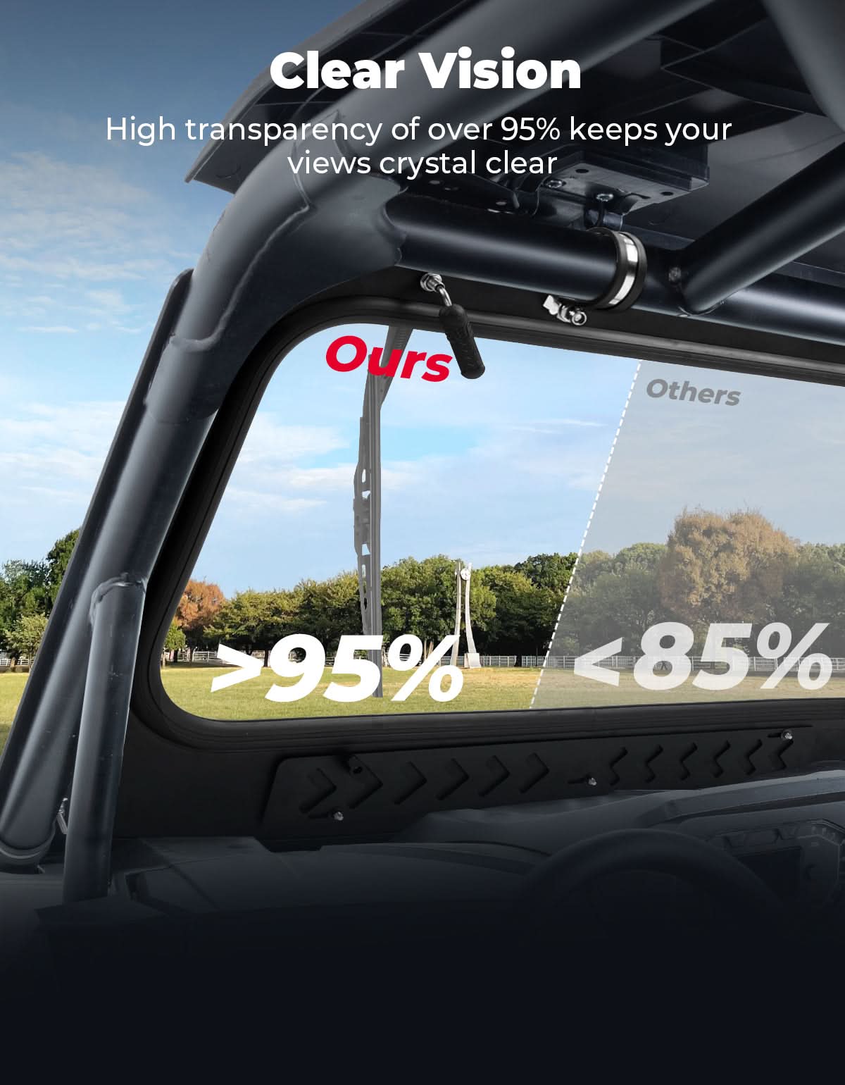 Vented Glass Windshield with Wipers for Kawasaki Teryx - Image 3