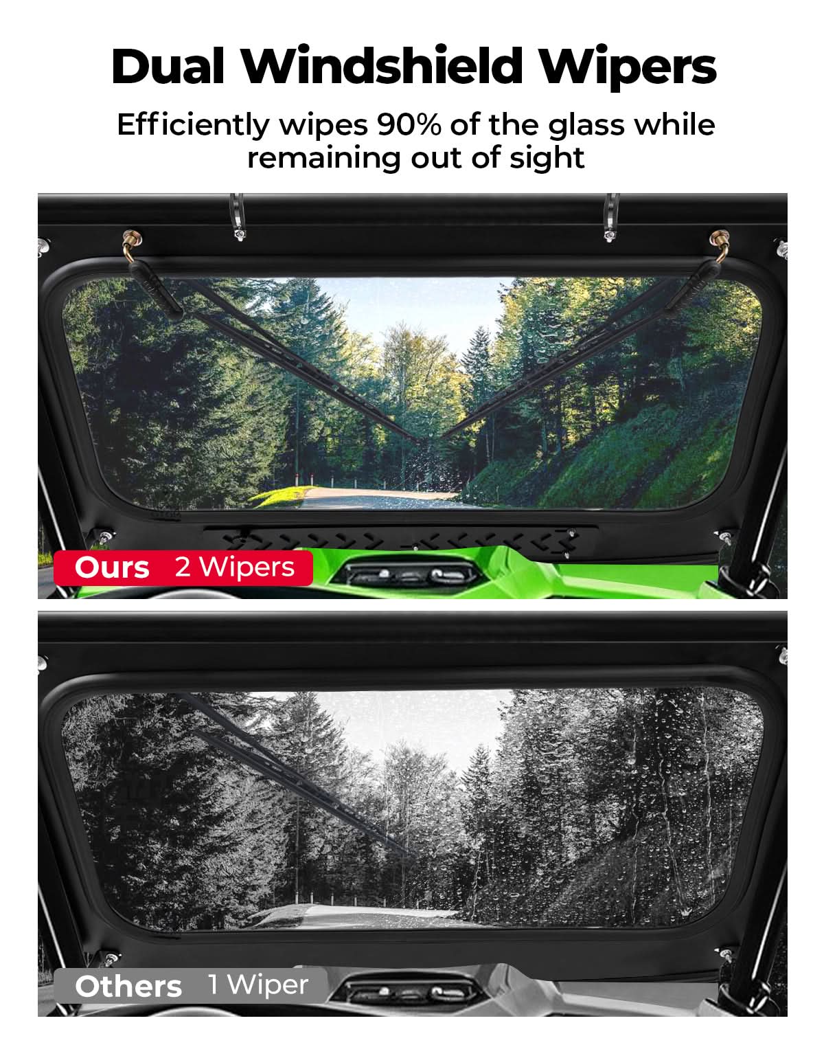 Vented Glass Windshield with Wipers for Kawasaki Teryx - Image 6