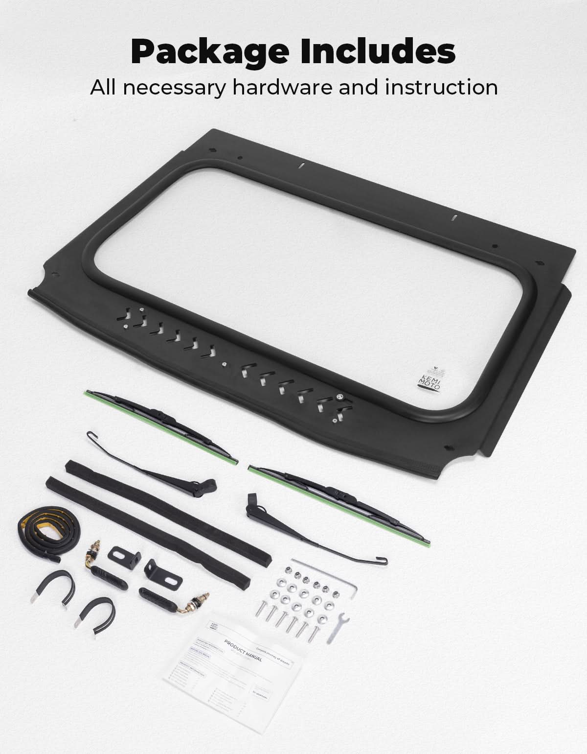 Vented Glass Windshield with Wipers for Kawasaki Teryx - Image 7