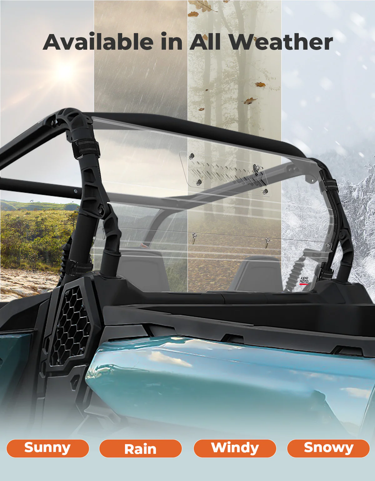 Vented Rear Windshield for Can-Am Commander 700 1000 2021-2025 - Image 3
