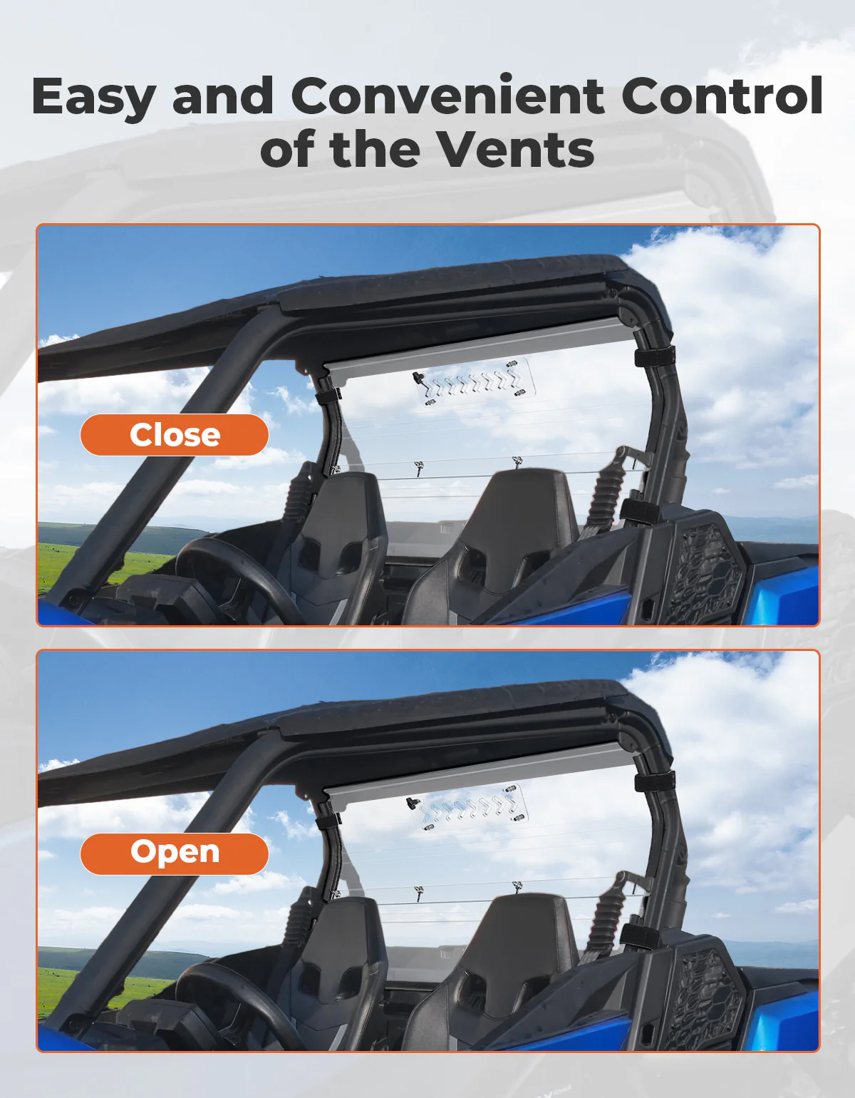 Vented Rear Windshield for Can-Am Commander 700 1000 2021-2025 - Image 5