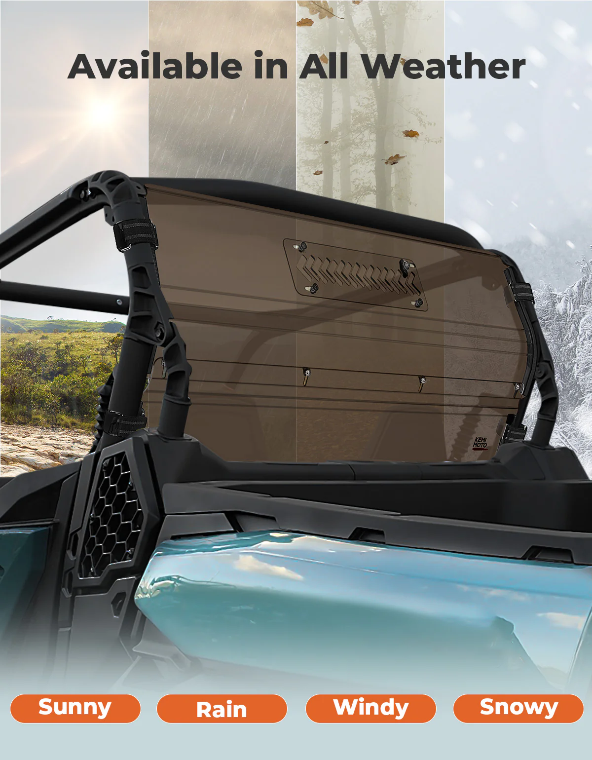 Vented Tinted Rear Windshield for Can-Am Commander - Image 3