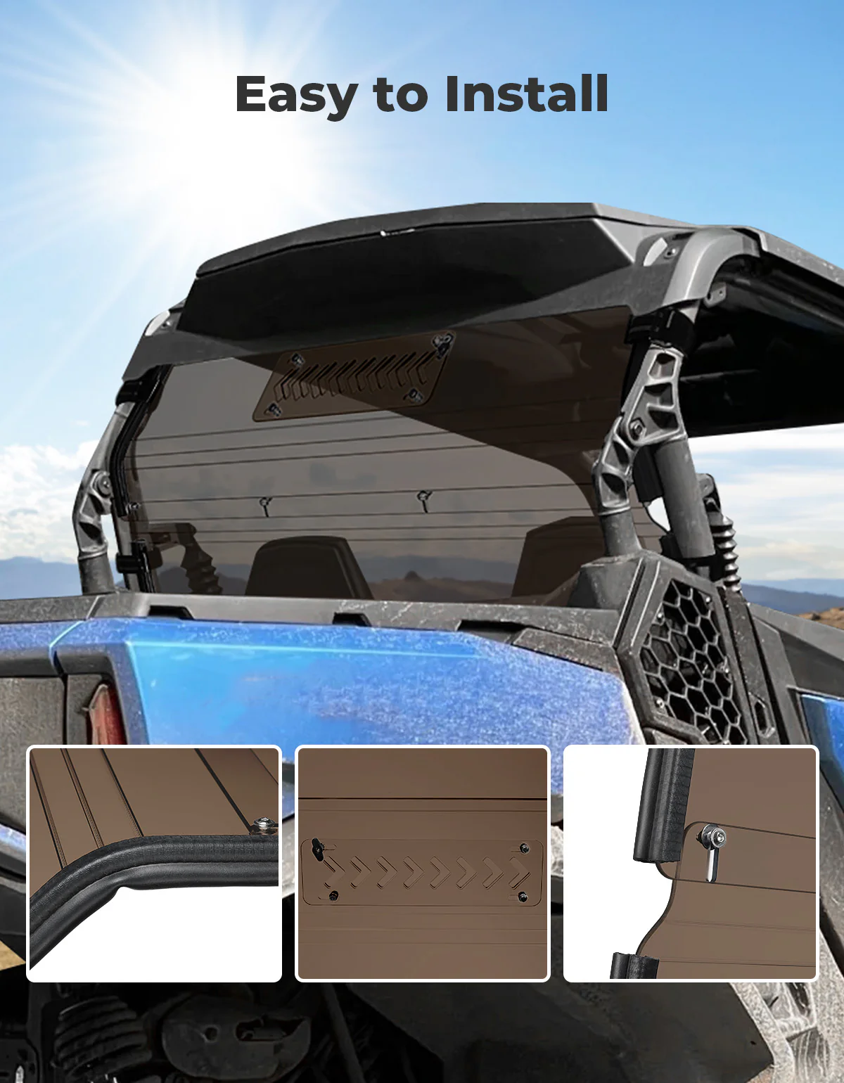 Vented Tinted Rear Windshield for Can-Am Commander - Image 6