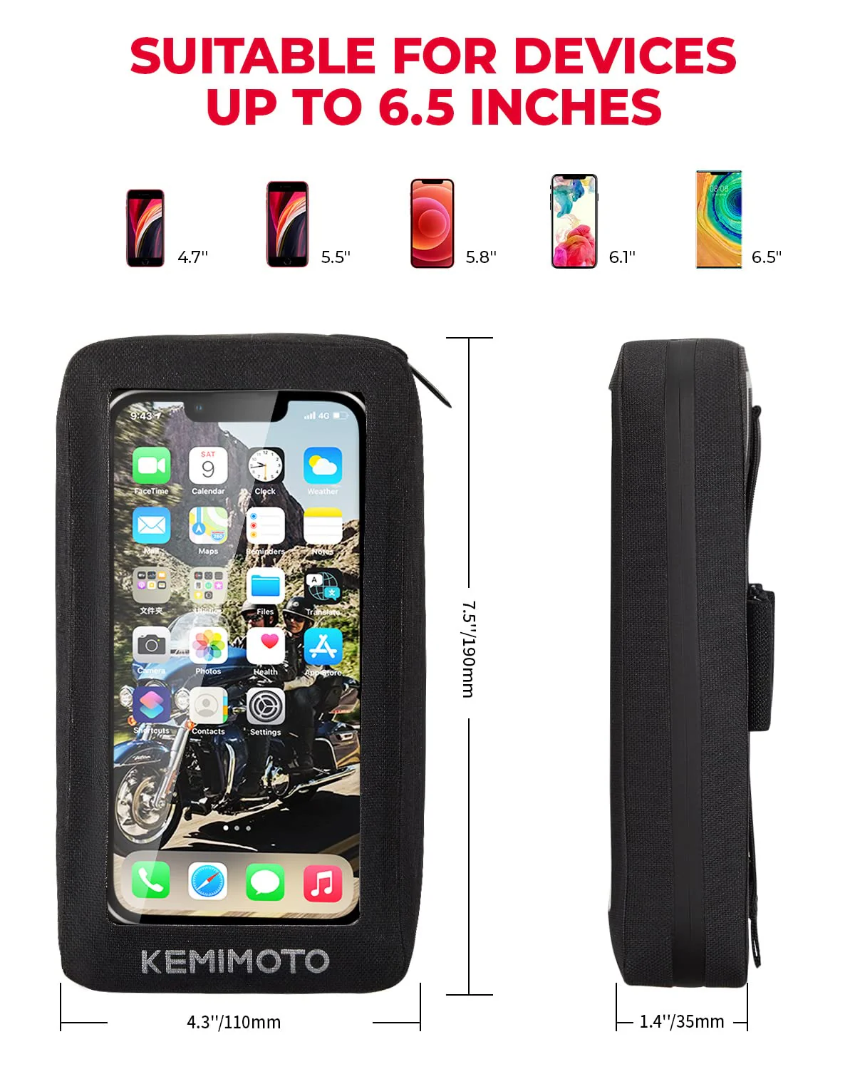 Motorcycle Waterproof Tank Bag for Cell Phone up to 6.5 Inch - Image 2