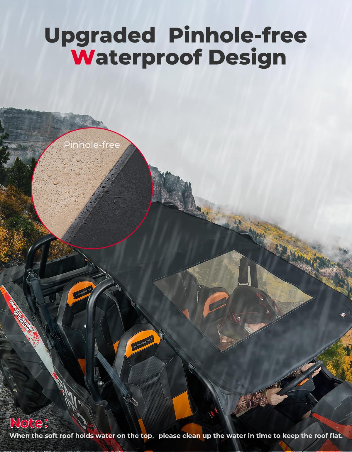 Waterproof Soft Roof Top for Polaris RZR XP 4 1000/ 4 Turbo / 4 900 - Image 3