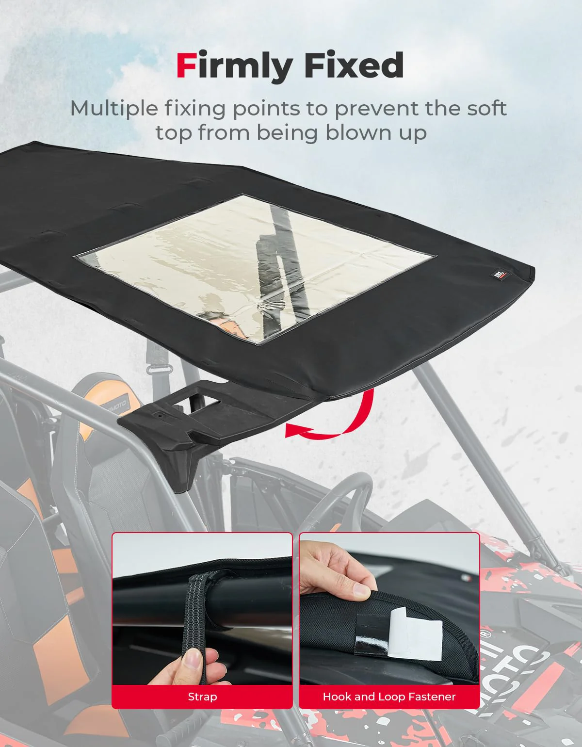 Waterproof Soft Roof Top for Polaris RZR XP 4 1000/ 4 Turbo / 4 900 - Image 5