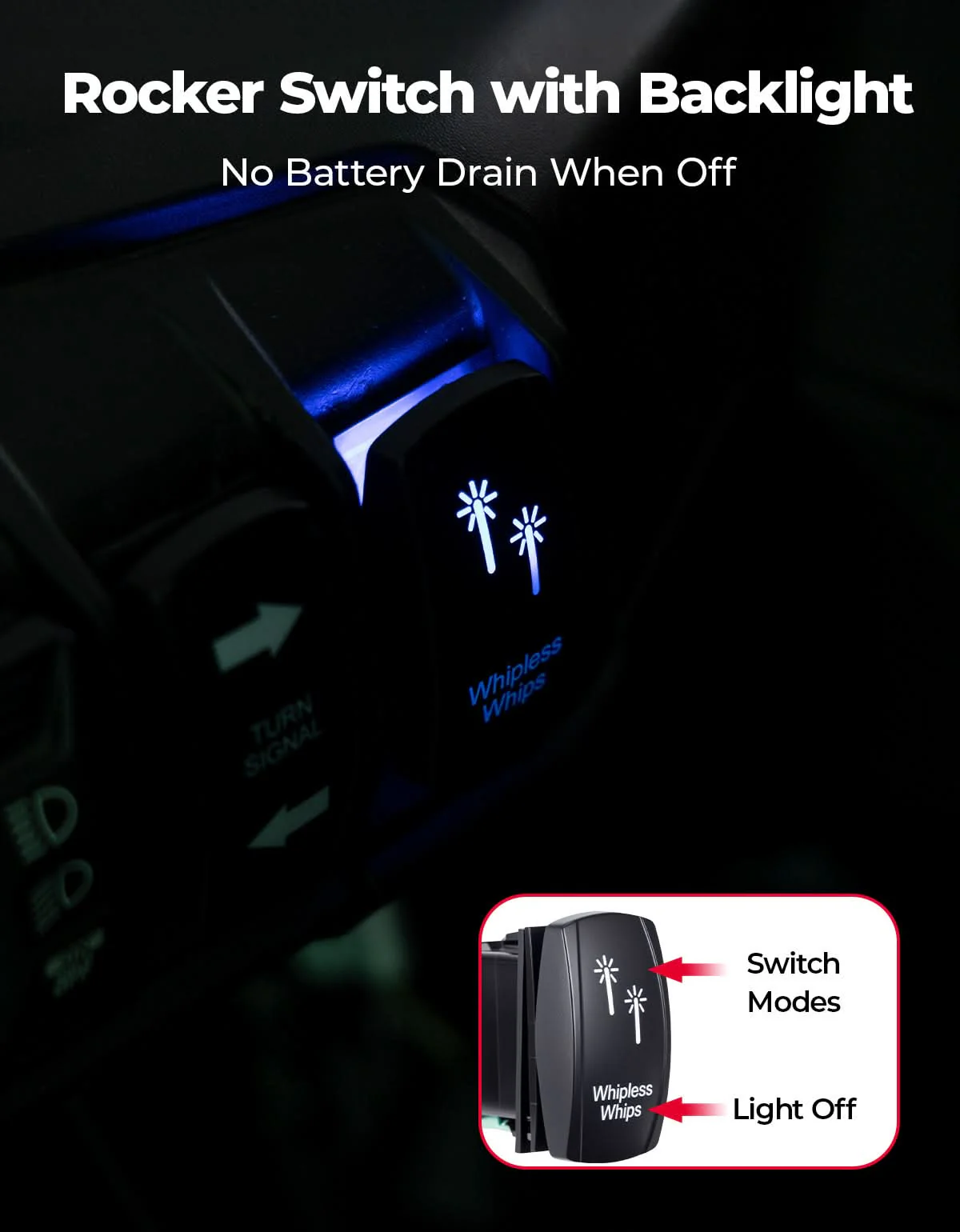 Whipless LED Chase Lights – 9 Flash Modes, Fits 1.5''–2'' Roll Cages – Compatible with RZR, Maverick X3, Defender, CFMoto - Image 5