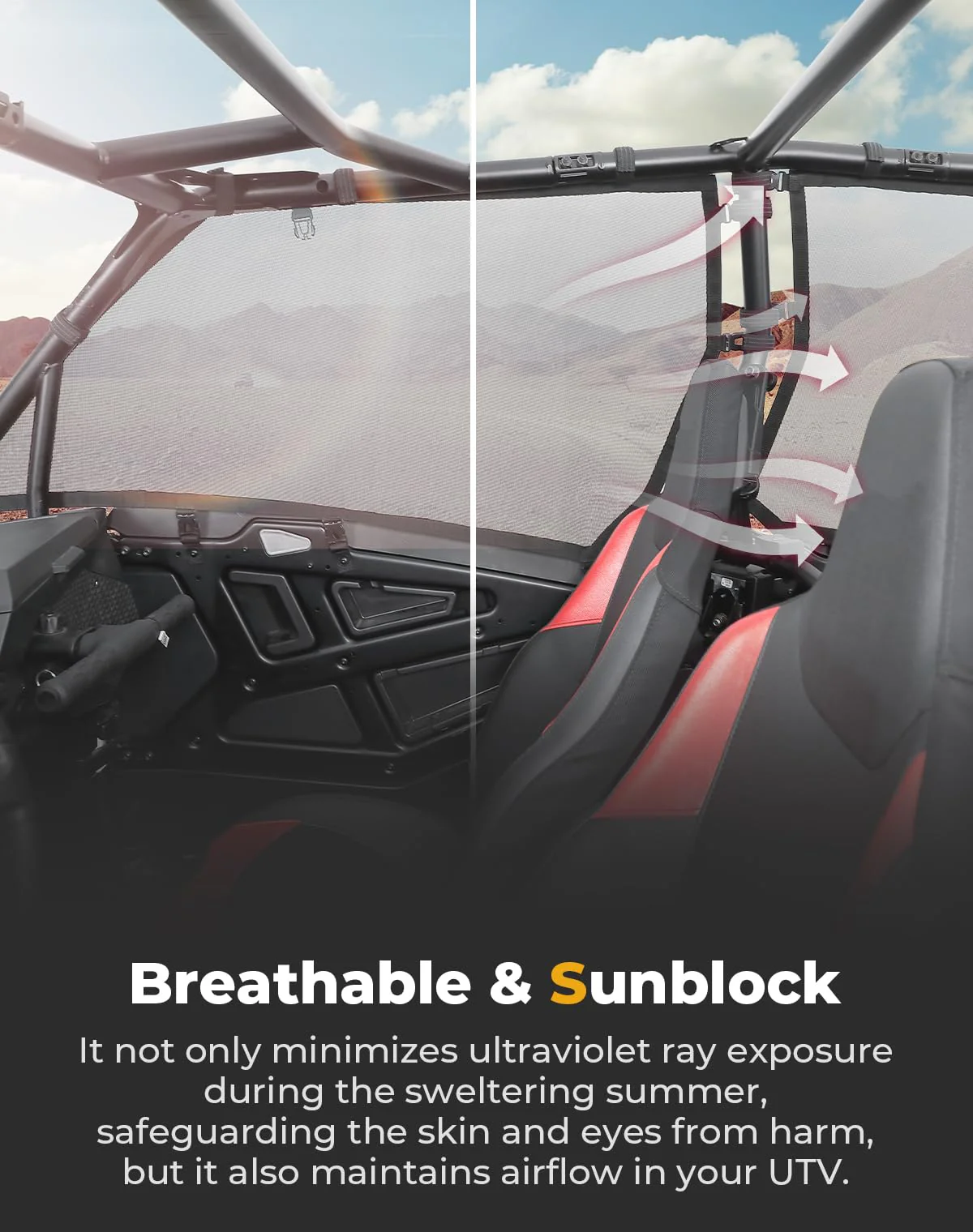 Window Mesh Net Side Soft Windshield for 2024 Polaris RZR XP 4 1000 - Image 3