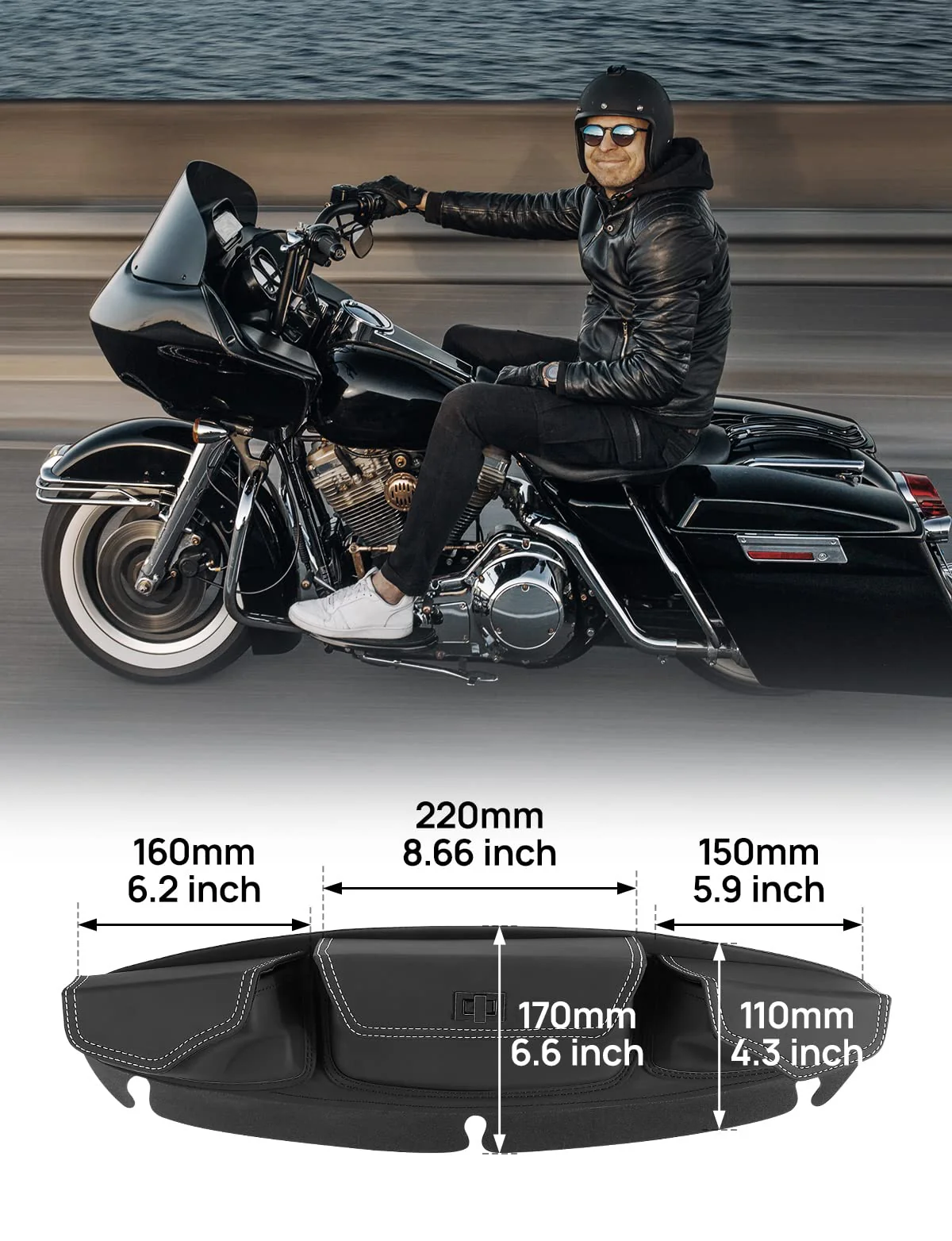 Windshield Bag, Batwing Fairing Pouch for Harley 2014-2024 - Image 6