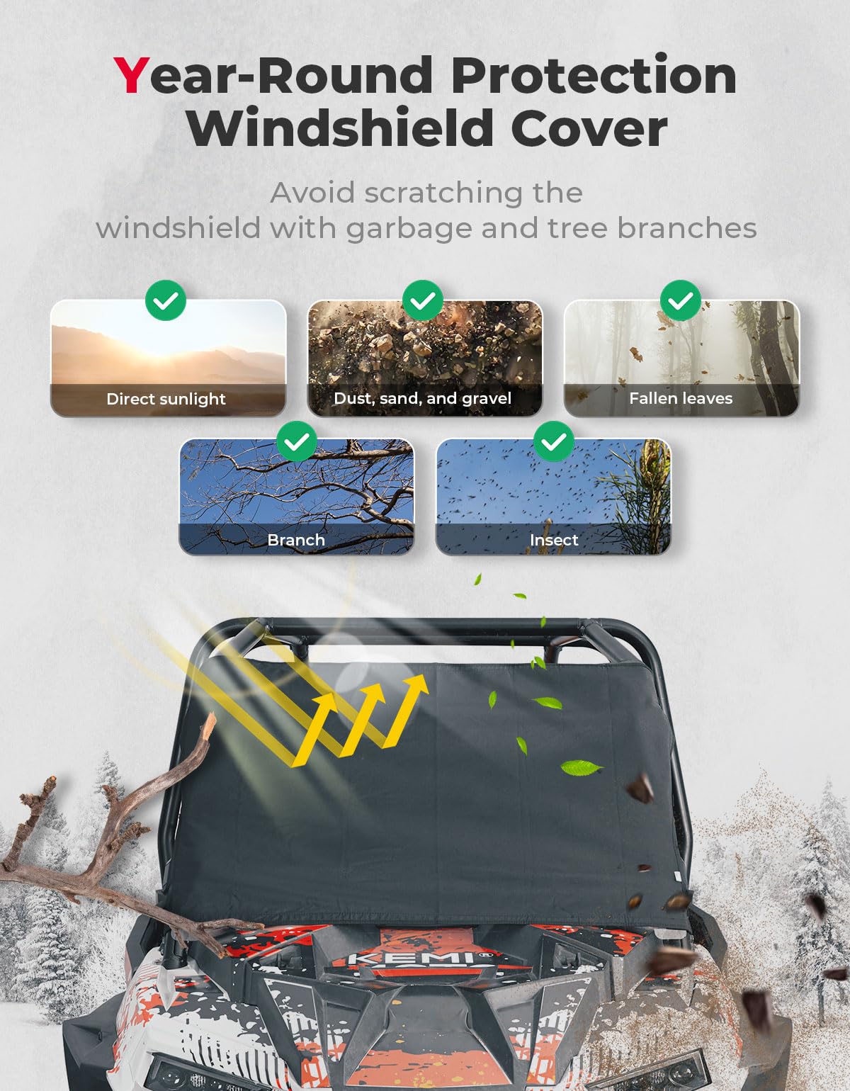 Windshield Cover for Ice and Snow for Polaris RZR XP 1000 / Turbo - Image 7