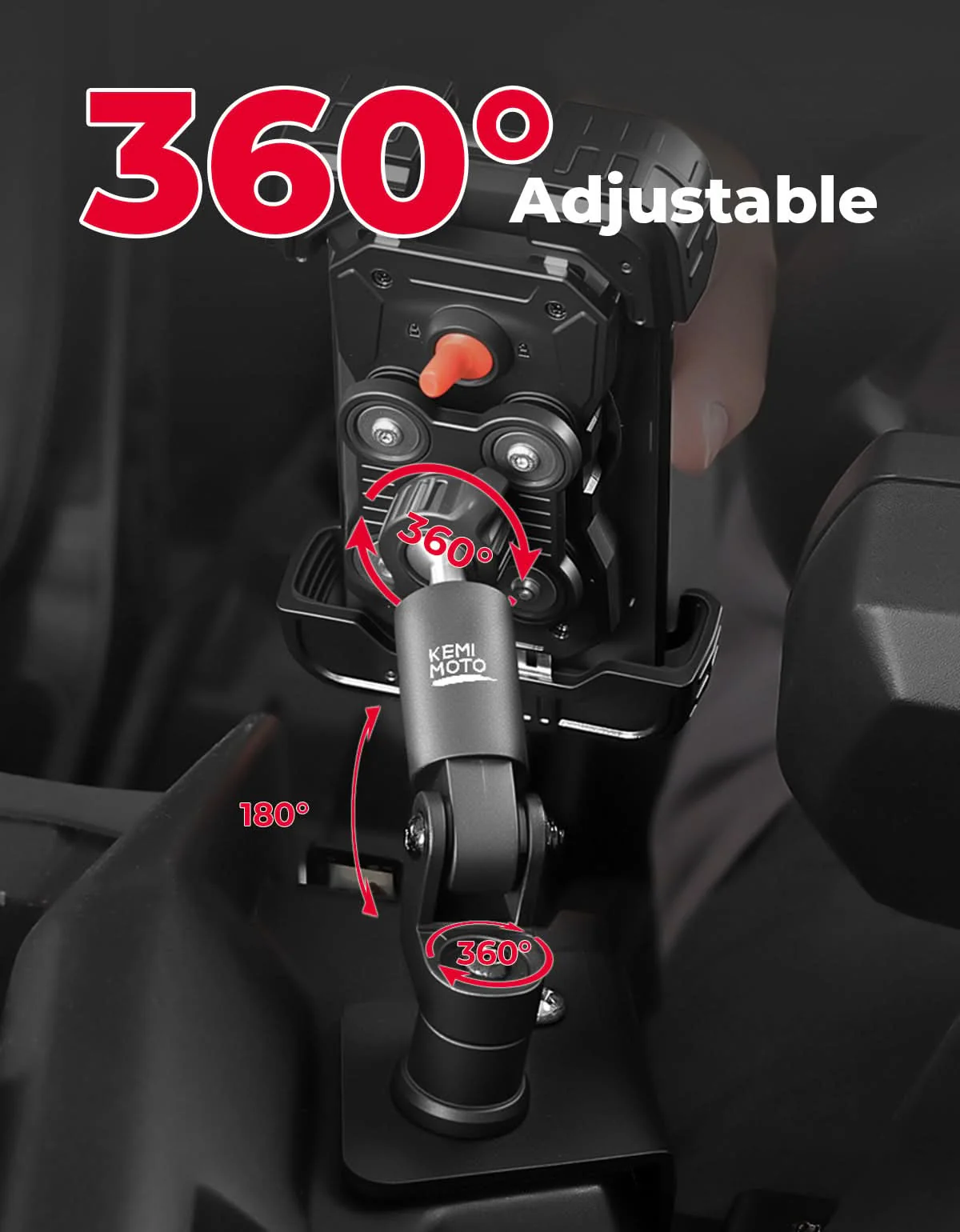 X3 Phone Mount Aluminum Anti-Vibration 360° Adjustable Holder for Can-Am Maverick X3 & Max - Image 5