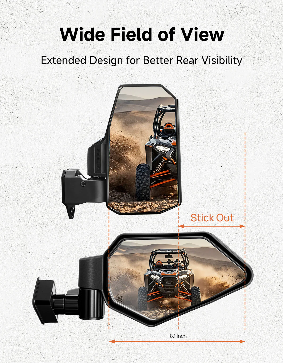 Side Mirrors with Spring-Back Auto Reset, Fit Can-Am Maverick X3 / MAX US Flag Pattern - Image 5