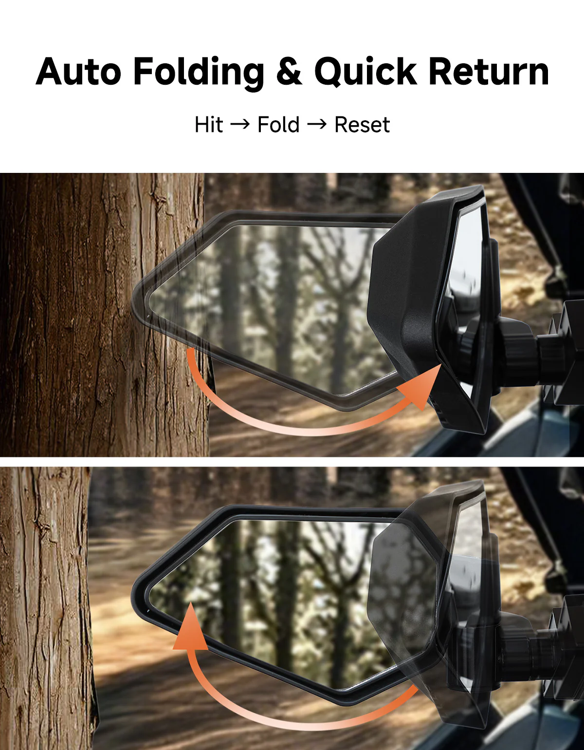Side Mirrors with Spring-Back Auto Reset, Fit Can-Am Maverick X3 / MAX US Flag Pattern - Image 8