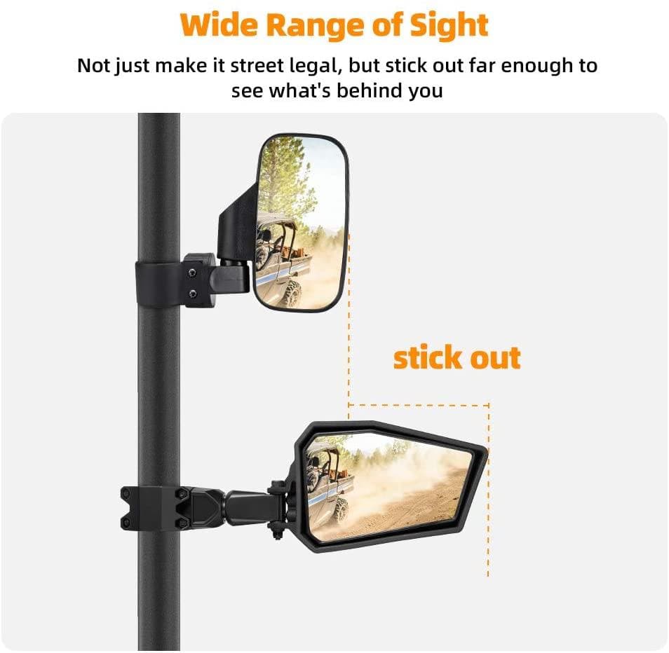 Color Insert Side Mirrors For 1.75" UTV Roll Bar Yamaha - Image 5