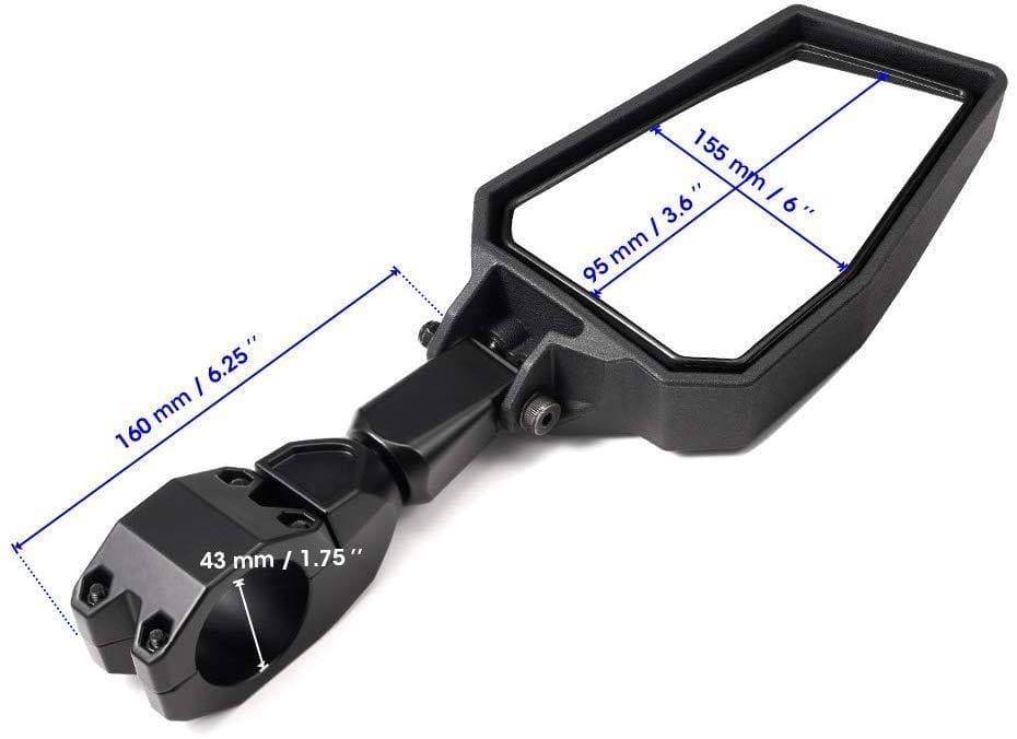 Color Insert Side Mirrors For 1.75" UTV Roll Bar Yamaha - Image 9
