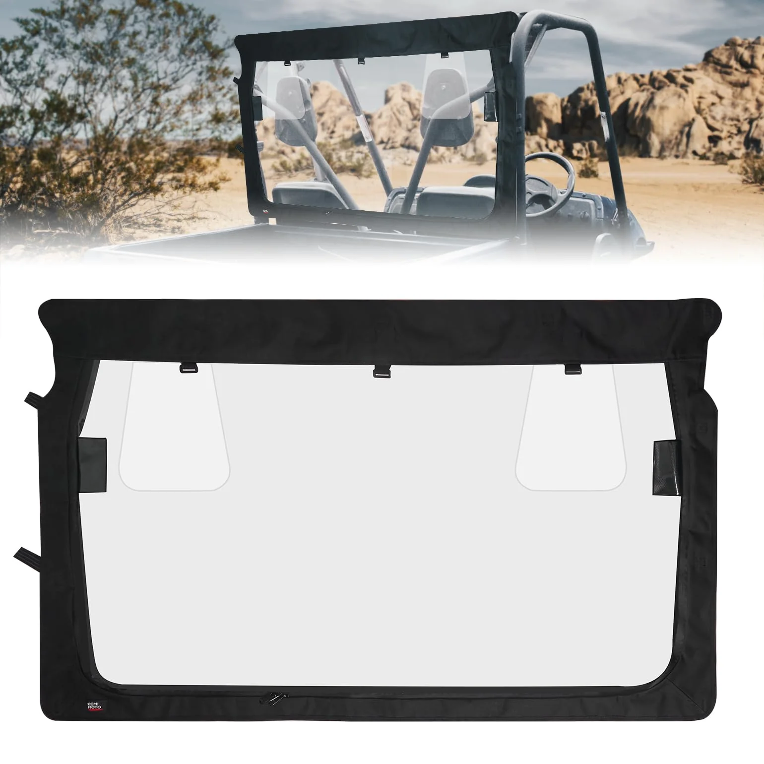 Rear Windshield with Zipper Back for Yamaha Rhino / Massimo - Image 9