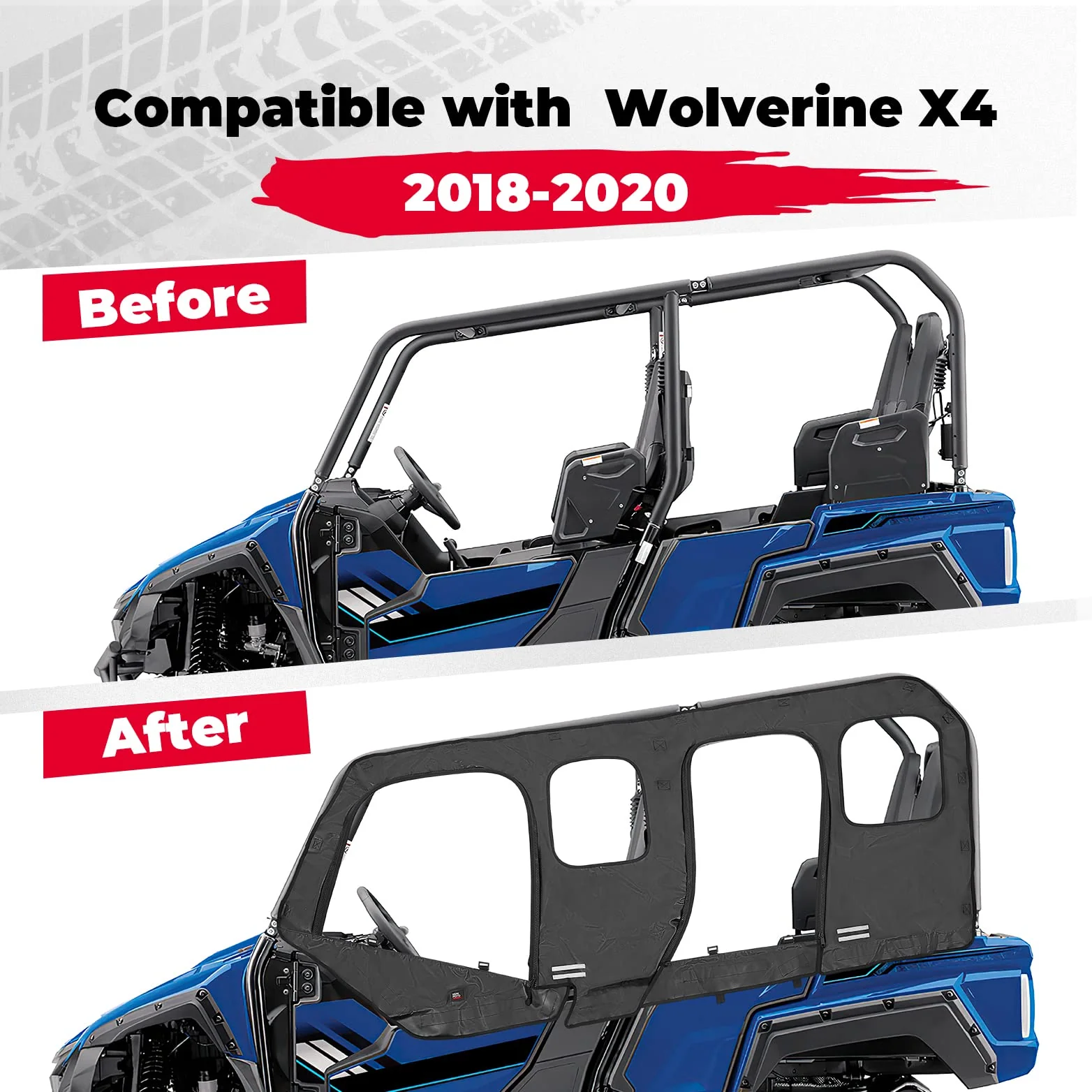 Soft Cab Enclosure Upper Doors for Yamaha Wolverine X4/SE 2018-2020 - Image 6