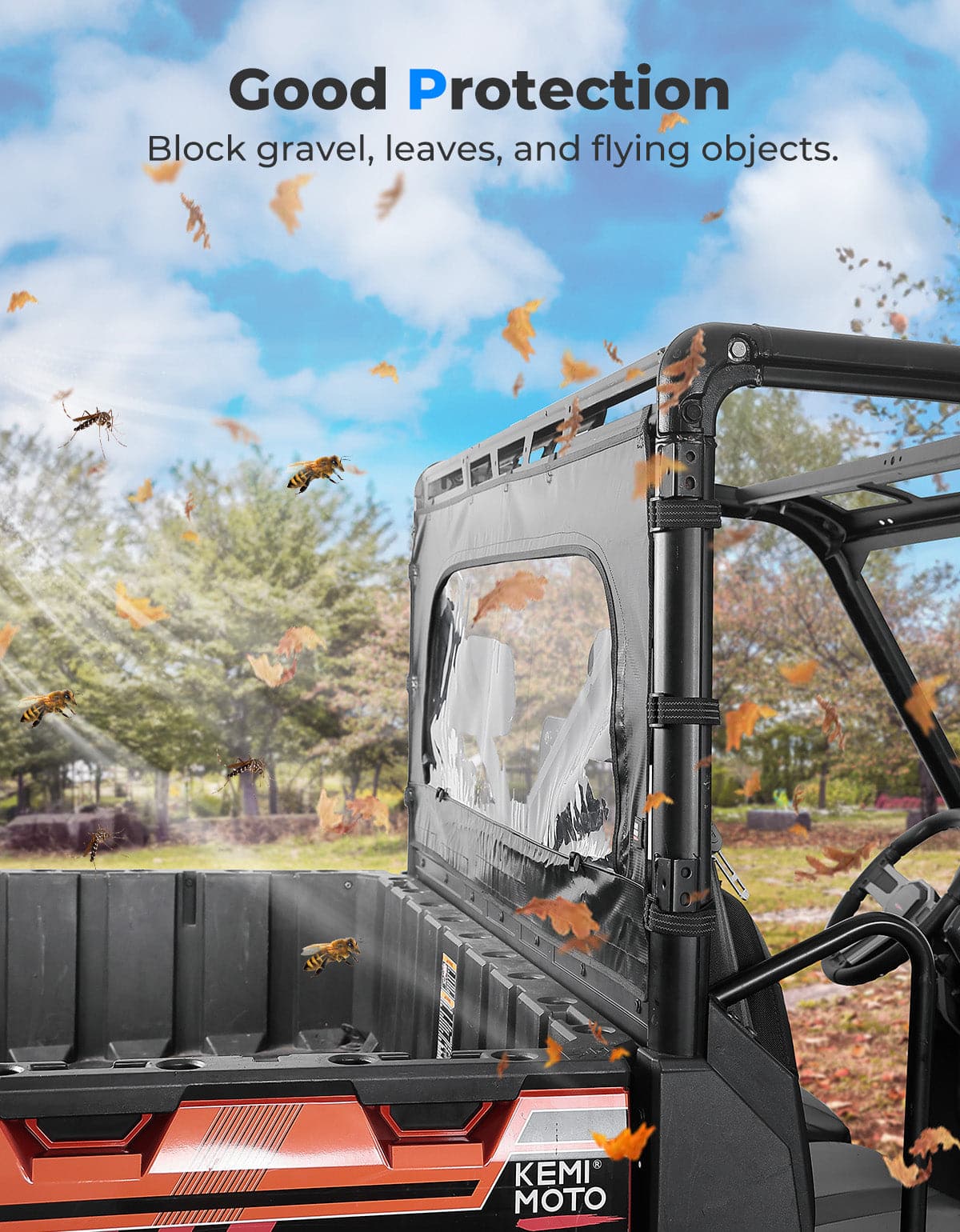 UTV Zippered Soft Rear Window for Polaris Ranger XP 1000 / Crew - Image 3