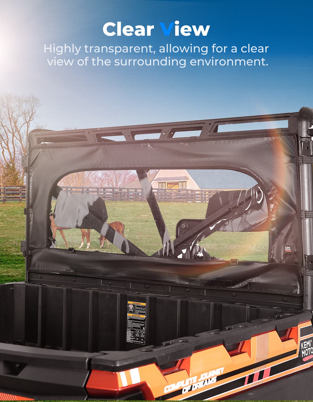 UTV Zippered Soft Rear Window for Polaris Ranger XP 1000 / Crew - Image 4