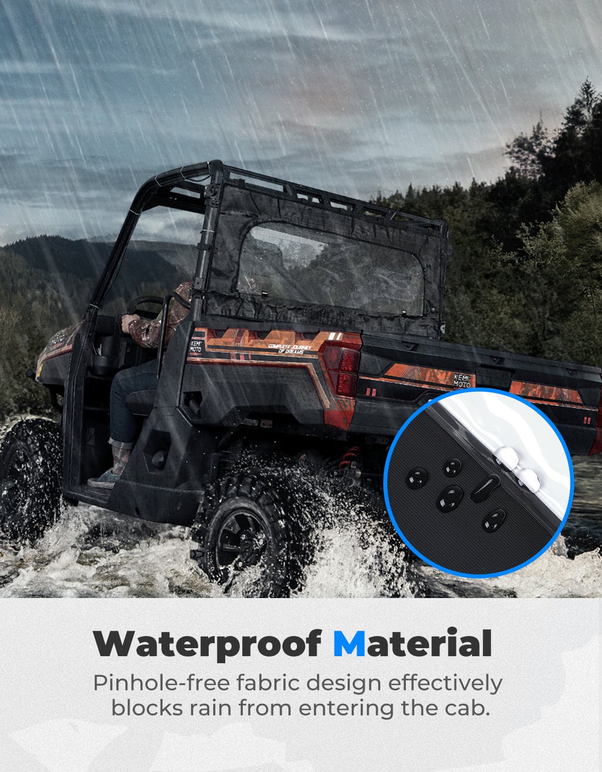 UTV Zippered Soft Rear Window for Polaris Ranger XP 1000 / Crew - Image 5