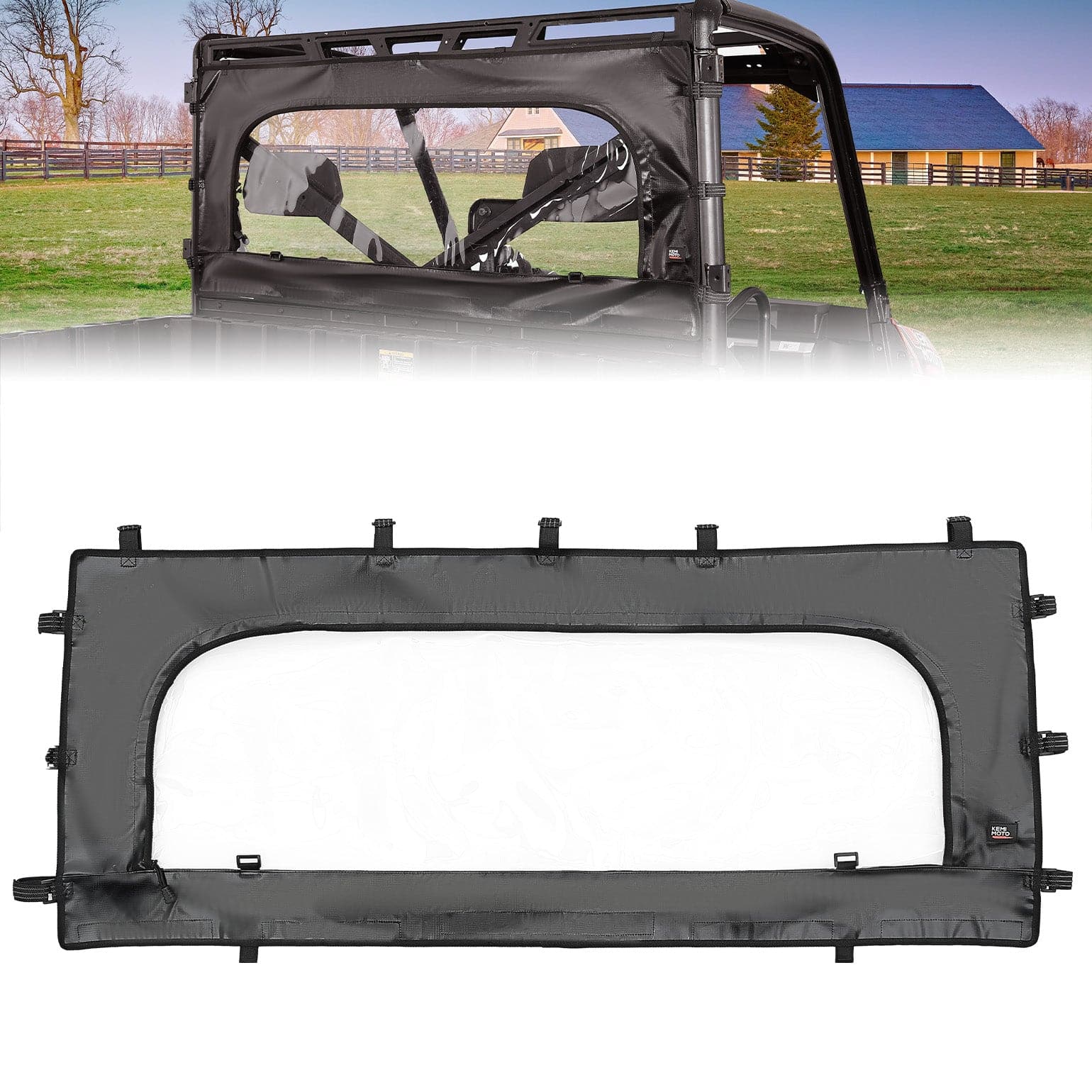 UTV Zippered Soft Rear Window for Polaris Ranger XP 1000 / Crew - Image 8